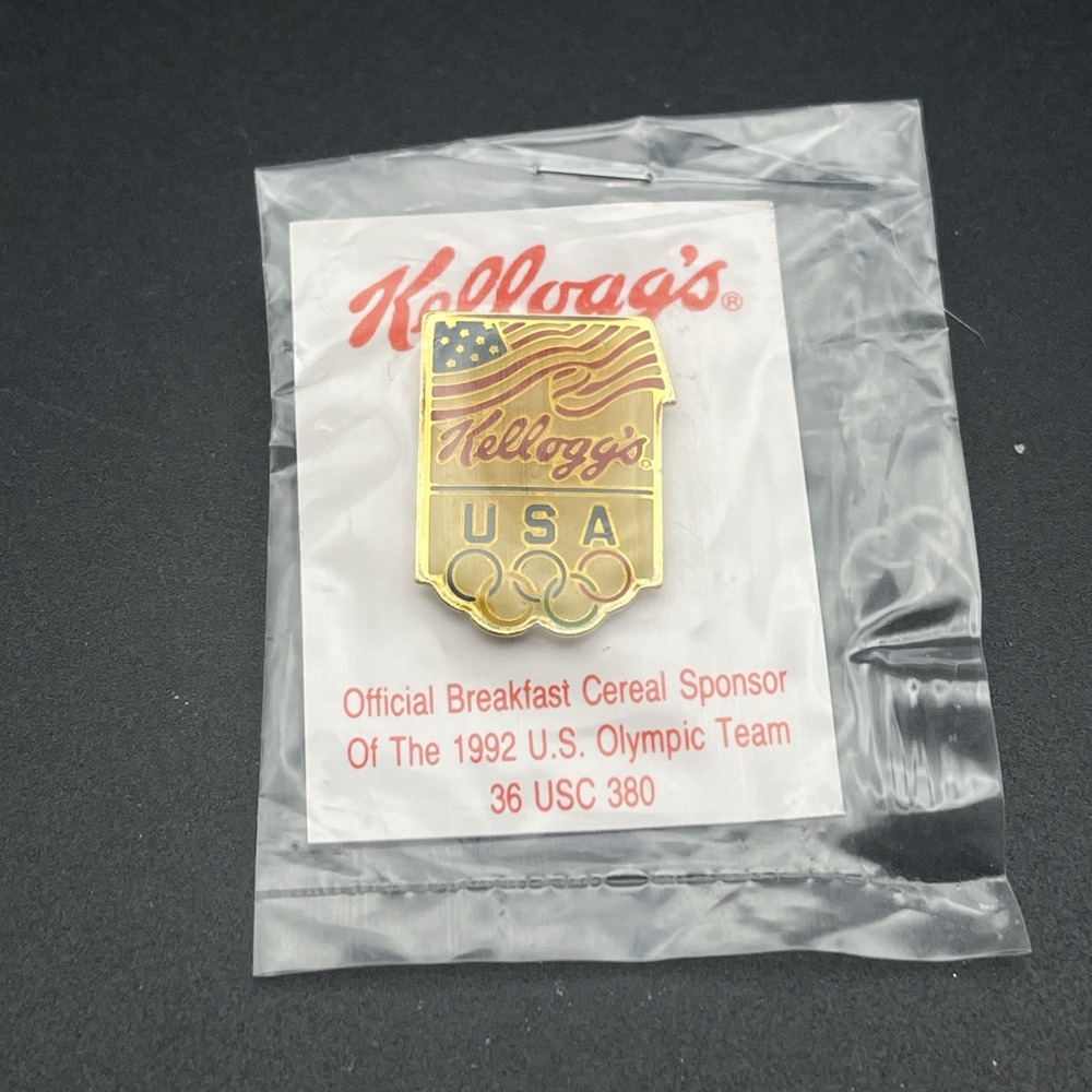 Vintage Olympic Games 1992 Barcelona Kellogg's Cereal Team USA Lapel Hat Pin